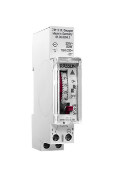 Hamer Grasslin Talento 111 Mini Timeswitch Synchronous Din Mechanical 1 Mod 1 Ch No Reserve Daily Auto/ Fix On/ Fix Off