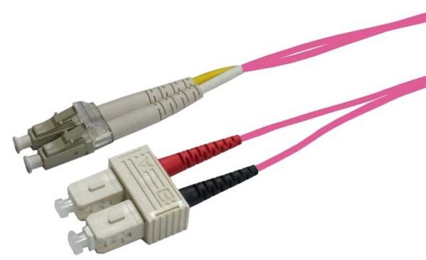 CDL Dynamix Fibre Lead 1m Duplex Multimode 50u LC/SC OM4 Pink