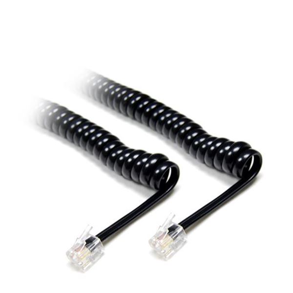 CDL Dynamix Curly Handset Cord RJ22 to RJ22 Cable 3m Stretched Black