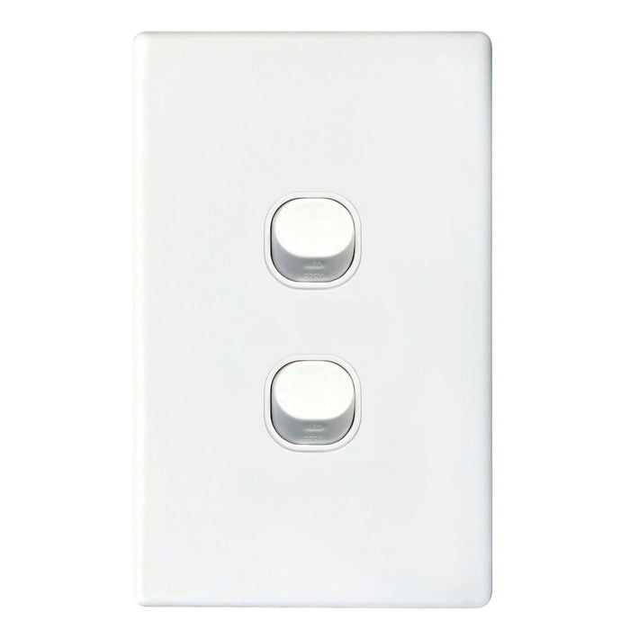 Tradesave 16A 2-Way Vertical 2 Gang Switch Moulded In Flame Resistant