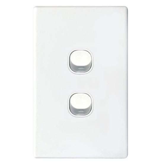 Tradesave Slim 16A 2-Way Vertical 2 Gang Switch Moulded In Flame