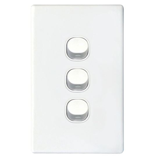 Tradesave Slim 16A 2-Way Vertical 3 Gang Switch Moulded In Flame