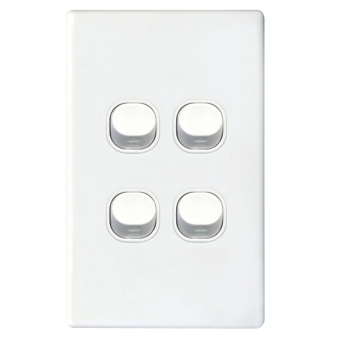 Tradesave 16A 2-Way Vertical 4 Gang Switch Moulded In Flame Resistant