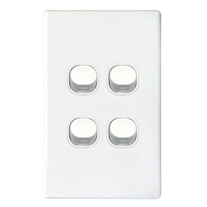 Tradesave Slim 16A 2-Way Vertical 4 Gang Switch Moulded In Flame