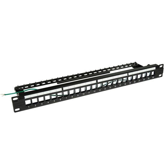Horizontal 19 1RU Unloaded 24 Port STP Patch Panel, With Rear