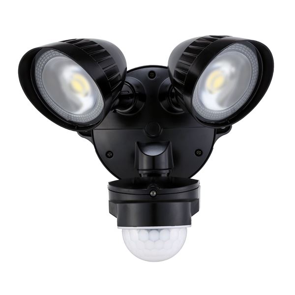 CDL Housewatch 20W x 2 Twin LED Wall Mount Floodlight 240deg PIR IP54 Black