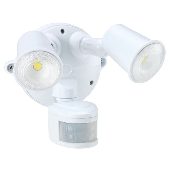CDL Housewatch 10W Twin LED Spotlight With Motion Sensor IP54 PIR 140deg White