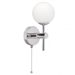 Superlux Wall Light 20W G9 Art Deco Chrome & Glass Globe Switched IP44
