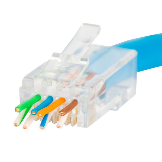 Cat6/6A UTP push through plug, 3 prong,50 u" 20pc pack. For solid & stranded cable, Max conductor size : 1.15mm.