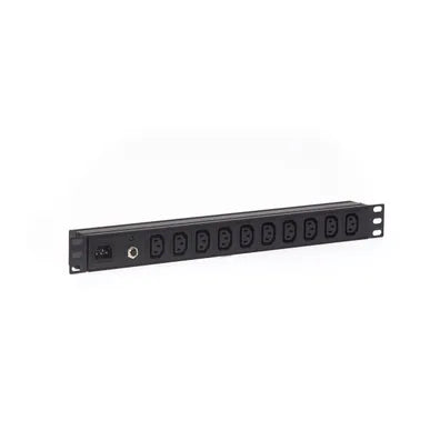 4Cabling 1RU 10 Way C13 10A Outlet Horizontal PDU Rack Mount Power Rail with C14 Inlet