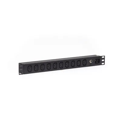 4Cabling 1RU 10 Way C13 10A Outlet Horizontal PDU Rack Mount Power Rail with C19 Inlet