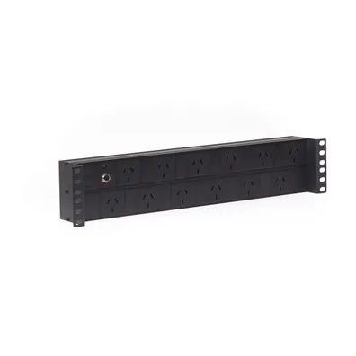4Cabling 2RU 12 Way GPO Horizontal PDU RECESSED Rack Mount Power Rail