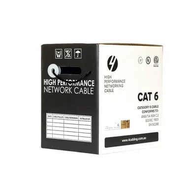 4Cabling CAT6 Ethernet Cable Reel Box UTP LAN Cable w/ Solid Conductor  Black