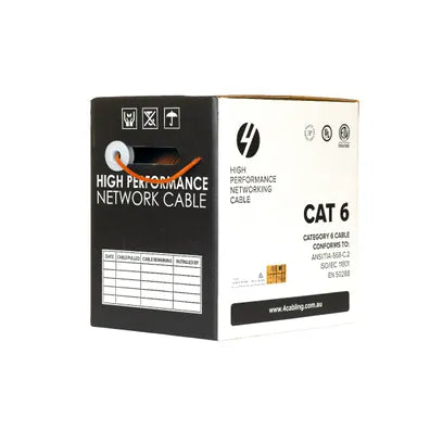 4Cabling CAT6 Ethernet Cable Reel Box UTP LAN Cable w/ Solid Conductor  Orange