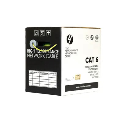 4Cabling CAT6 Ethernet Cable Reel Box UTP LAN Cable w/ Solid Conductor  Yellow