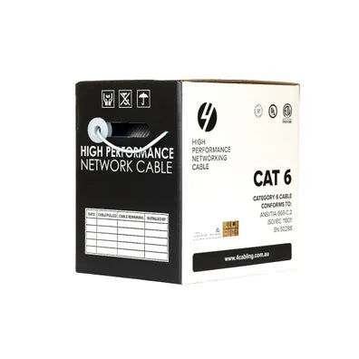 4Cabling CAT6 Ethernet Cable Reel Box UTP LAN Cable w/ Solid Conductor  White