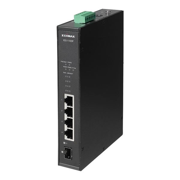 CDL Edimax Industrial 5-Port Gigabit PoE+ Din-Rail Switch with 1 SFP Port