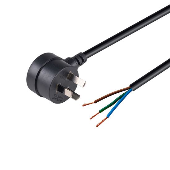 CDY Dynamix 2M 3 Pin Tapon Plug to Bare End, 3 Core 1mm Cable, Black Col