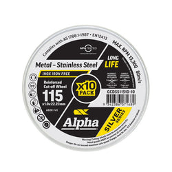 Trucut Sheffield MaxAbrase 115 x 1.0mm Cutting Disc Stainless Silver Series (Tin of 10)