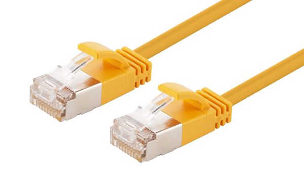 CDL Dynamix 0.25m Cat6A S/FTP Yellow Slimline Shielded 10G Patch Lead (34AWG)