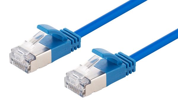 CDL Dynamix 0.25m Cat6A S/FTP Blue Slimline Shielded 10G Patch Lead (34AWG)