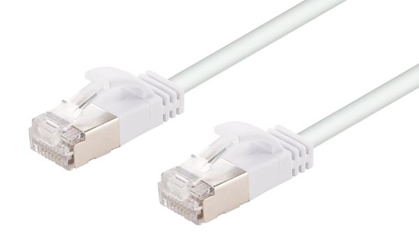 CDL Dynamix 0.25m Cat6A S/FTP White Slimline Shielded 10G Patch Lead (34AWG)