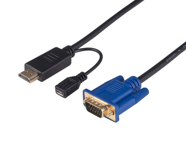 CDL Dynamix 2M HDMI To VGA Cable Includes Micro USB Female