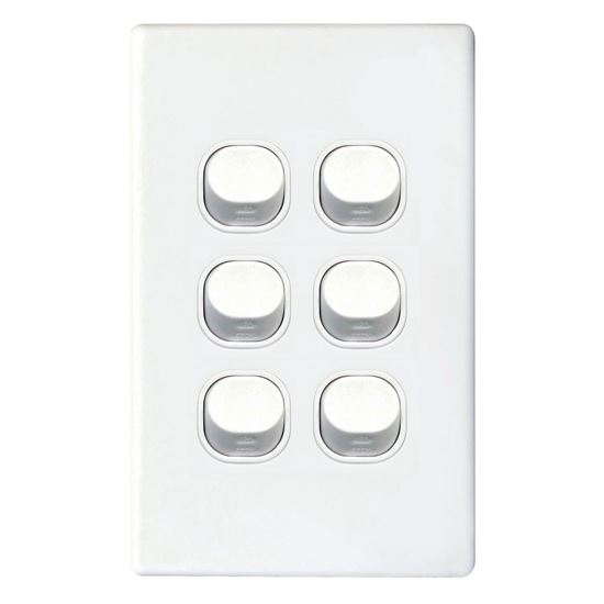 Tradesave Slim 16A 2-Way Vertical 6 Gang Switch Moulded In Flame