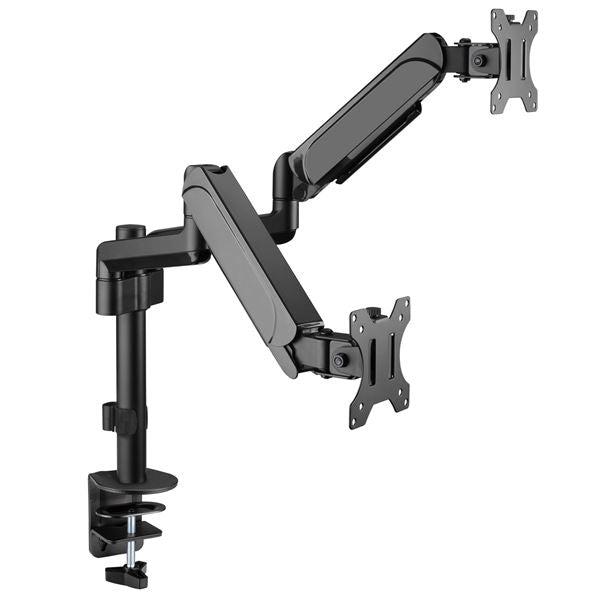 CDL Brateck 17"-32" Pole-Mounted Gas Spring Dual Monitor Desk Mount- Black