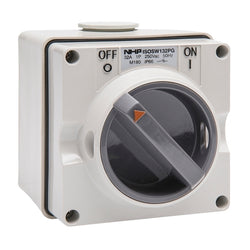 NHP ISO Switch 32A 2pole 63mm Base Grey