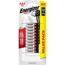 Energizer E303860900 Battery 1.5V AAA Alkaline Max 20pc