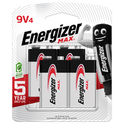 Energizer E000035200 Battery 9V Alkaline Max 4pc