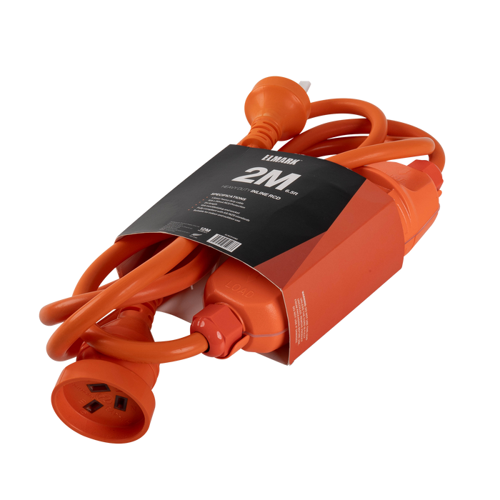 Elecsupp Elmark 2M RCD Lead 10A Plug Orange