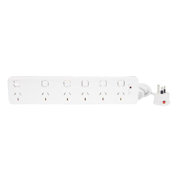 Legrand HPM 10A 6 Gang 1.8M Lead Switched Surge Powerboard White