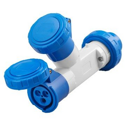 Gewiss IEC309 MA Muti Socket-Coupler IP67 - 2X Skt Outlet 16A 2P+E 230V + Plug Blu 16A 2P+E 230V 6H