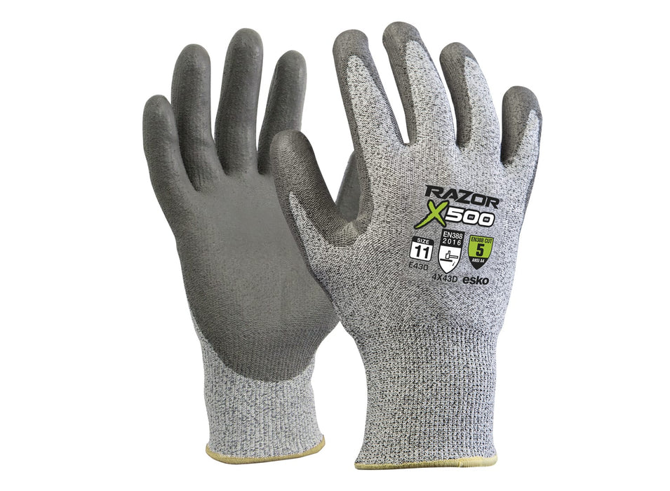 Razor X500 Glove UHMWPE Cut Level Grey Pu Coating Size 10(XL) E430