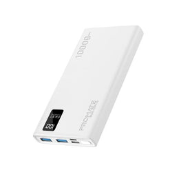 ** POA - Price on Application ** PROMATE 10000mAh Power Bank with Smart LED Display & Super Slim White