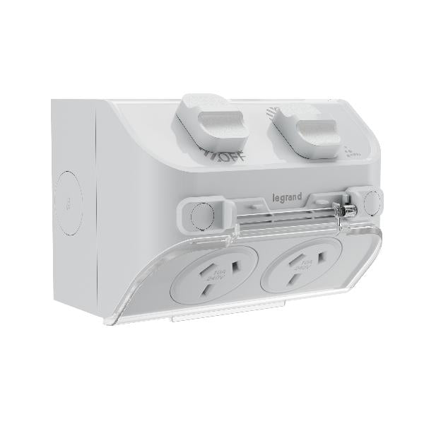 Legrand HPM AQUA LIFE DBL POWERPOINT 10A IP54 SURFACE MOUNT LIMESTONE GY