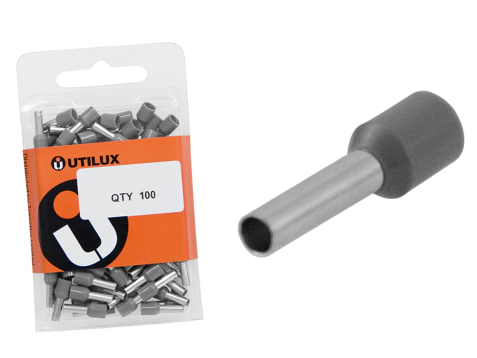 Utilux 100PKT Bootlace Pin 2.5mm 18mm Grey