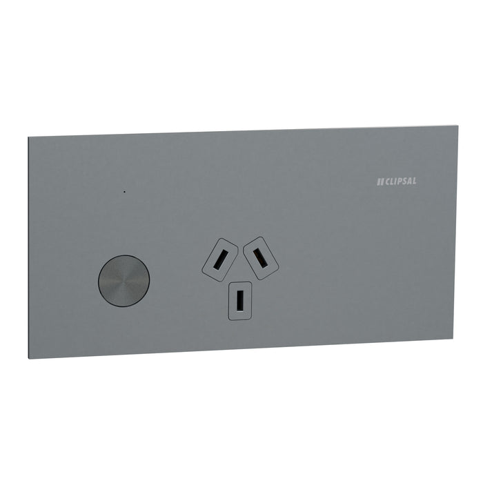 Clipsal Solis T Single Connected Switched Socket Platinum