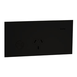 Clipsal Solis T Single Connected Switched Socket Ebony Aluminium