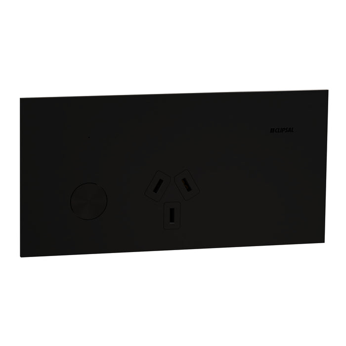 Clipsal Solis T Single Connected Switched Socket Ebony Aluminium