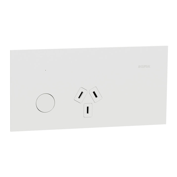 Clipsal Solis T Single Connected Switched Socket White Ceramic
