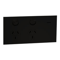 Clipsal Solis T Socket Sw Horiz Twin 10A Ebony Aluminium