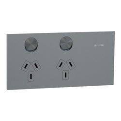Clipsal Solis T Socket Sw Horiz Twin 10A Platinum