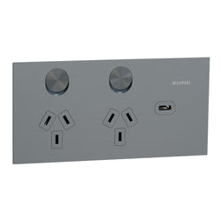 Clipsal Solis T Socket Sw Horiz Twin 1ExUSBC 10A Platinum