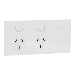 Clipsal Solis T Socket Sw Horiz Twin 10A White Ceramic