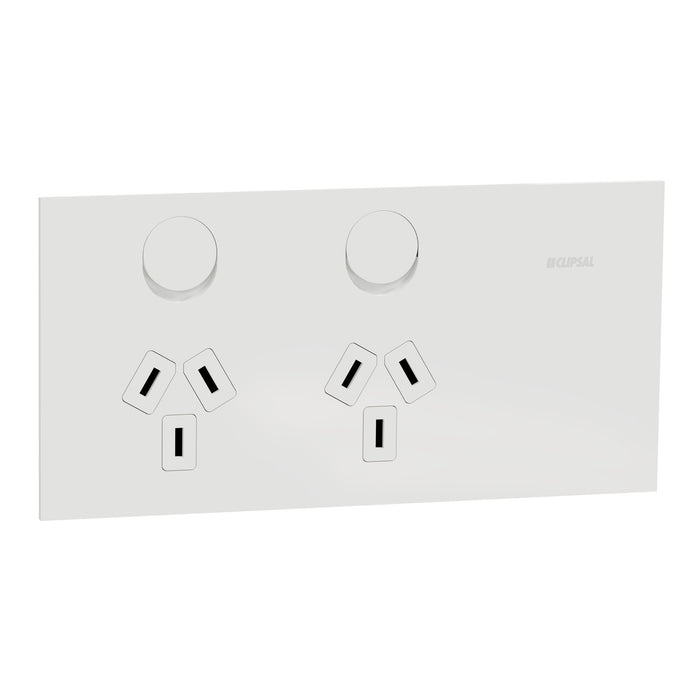 Clipsal Solis T Socket Sw Horiz Twin 10A White Ceramic