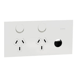 Clipsal Solis T Socket Sw Horiz Twin 1ExBLANK 10A White Ceramic