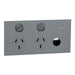 Clipsal Solis T Socket Sw Horiz Twin 1ExBLANK 10A Platinum